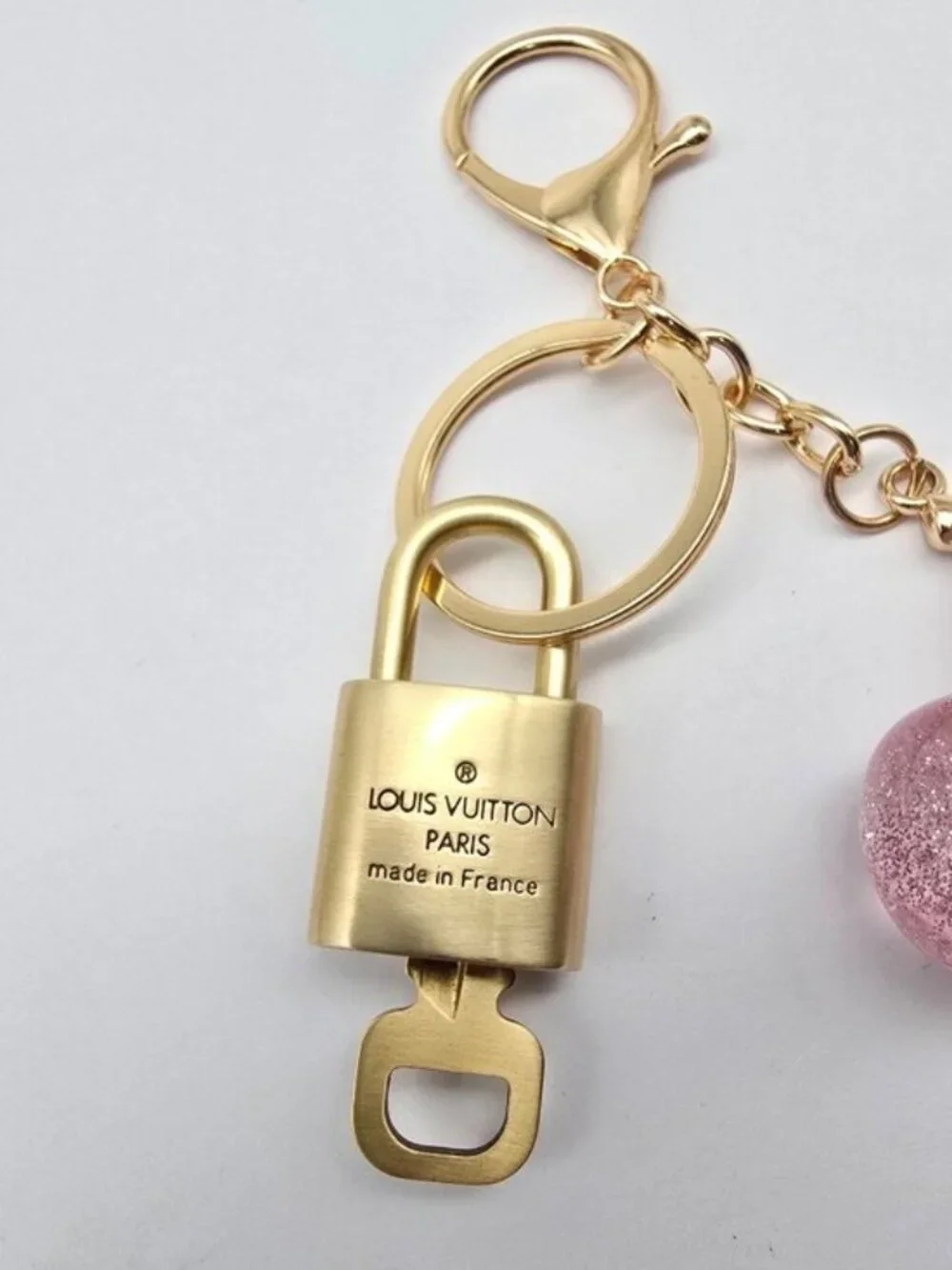 Authentic LV Louis Vuitton Gold Lock & Key 🔑 Unbranded Cherry Keychain Charm